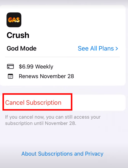 cancel subscription