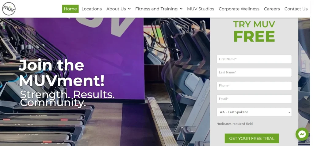 Muv Fitness Homepage