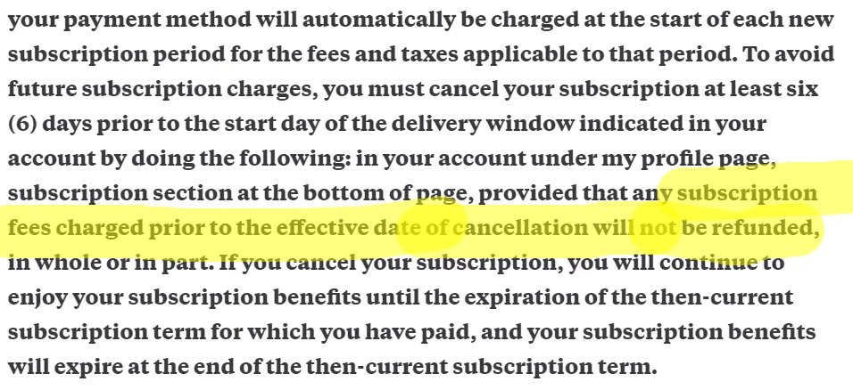 Refund Policy For Subscription